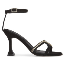 2020 Hot PU women's sandal T-strap  sandal ankle strap thin heels rhinestone heels lady kitten heel shoes for women